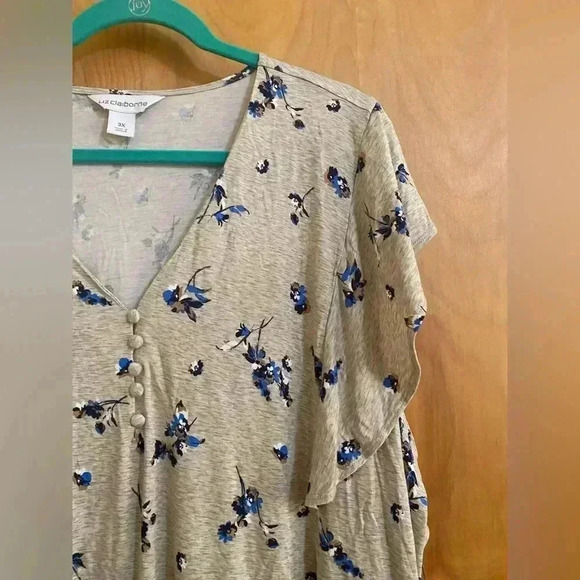 Liz Claiborne Top Beige Floral Turtle Dove Size 3x NWT - Picture 5 of 10